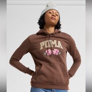PUMA Chocolate Brown Faux embroidered women’s hoodie size Large